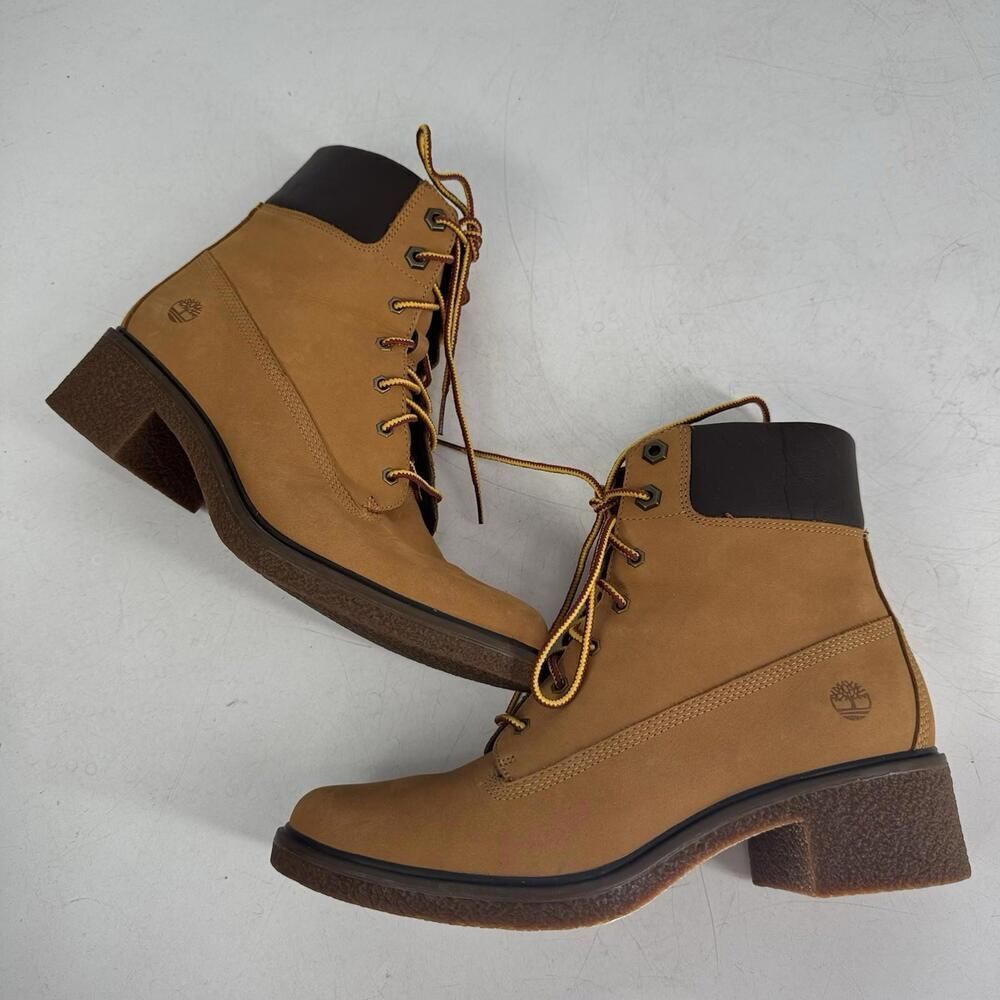 Timberland Women's 7.5 Brinda Boots Leather Lace Up Low Heel